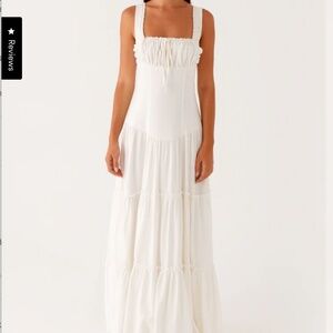 Peppermayo Esme Maxi Dress - White Drop Waist Maxi Dress